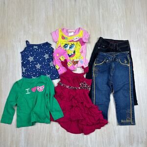 7 Piece Bundle Lot 12-18M Girls 18M Toddler Spongebob Jeans Dress Top Clothes